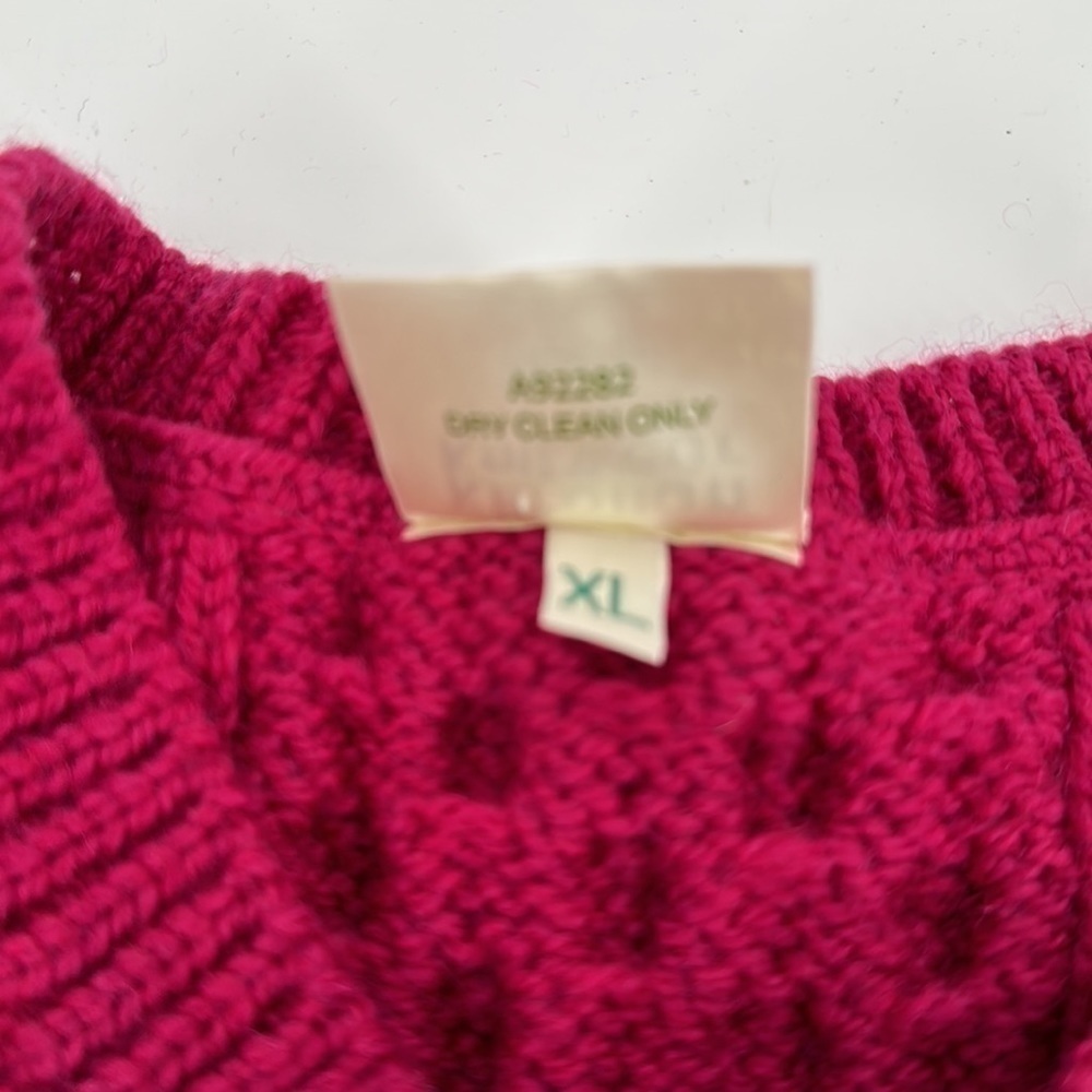 Kilronan Knitwear Pink Aran Stitch Irish Wool 3 Button Cardigan Sweater Size XL - Picture 6 of 10